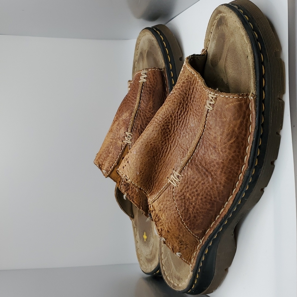 Dr martens unisex leather slip on open toe distressed slide sandals M 9 W 10